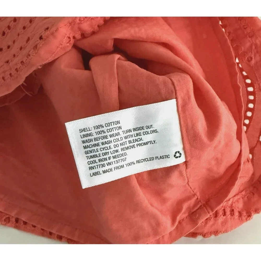 Genuine Kids Oshkosh Girls 4t 2 Piece Coral Eyelet Short Top Outfit 100% Cotton